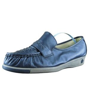Nurse Mates Comfort Women Slip-On Shoes Blue Leather Slip On Size 8.5 Medium